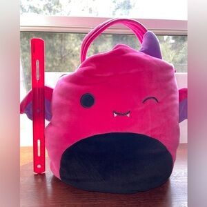 Wakisha The Pink Devil Squishmallow Halloween Trick Or Treat Pail Large EUC Soft
